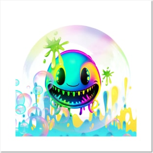 Bubbles the Neon Smiler Posters and Art